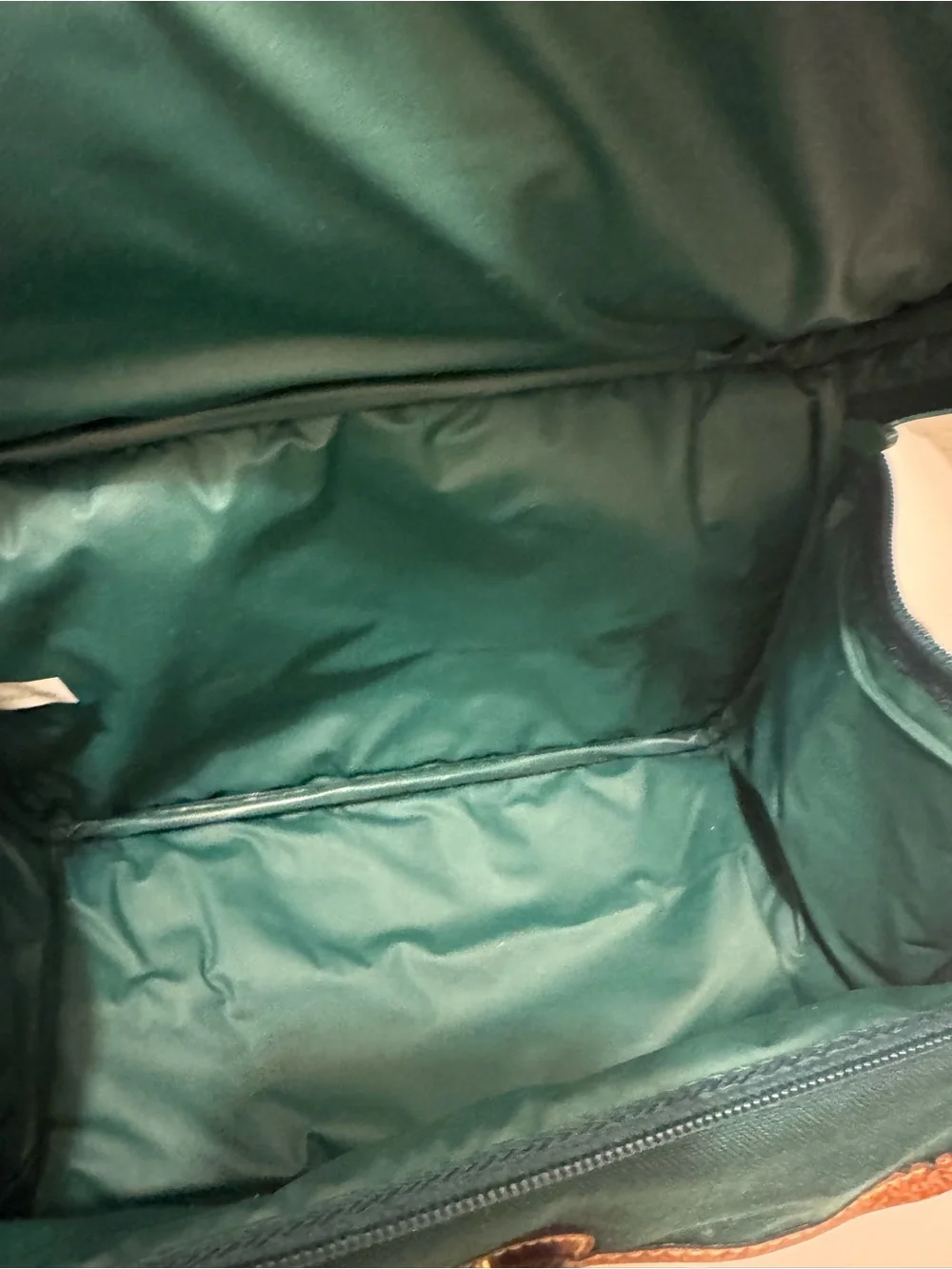 NWOT Ralph Lauren Teal Canvas Messenger Bag with Brown Trim
